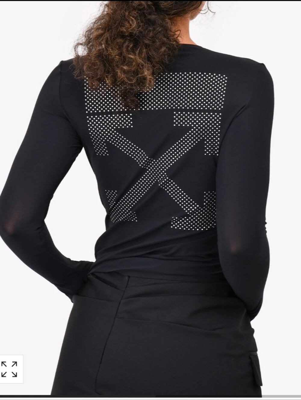 Off-White Black Long-Sleeve Reflective Logo Tee